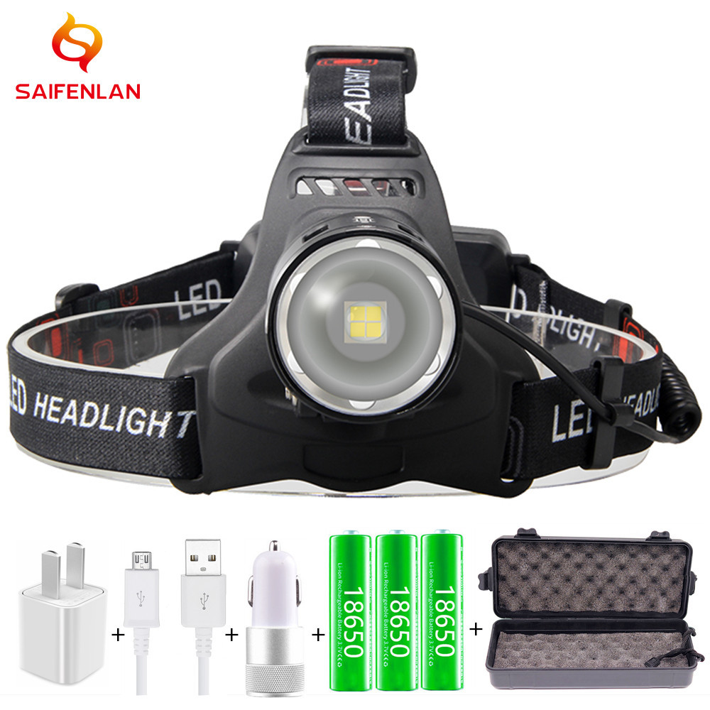 Powerful Xhp70 Led Headlamp Waterproof Headlight Xhp70.2 Xhp50 Zoom Led Head Forehead Flashlight