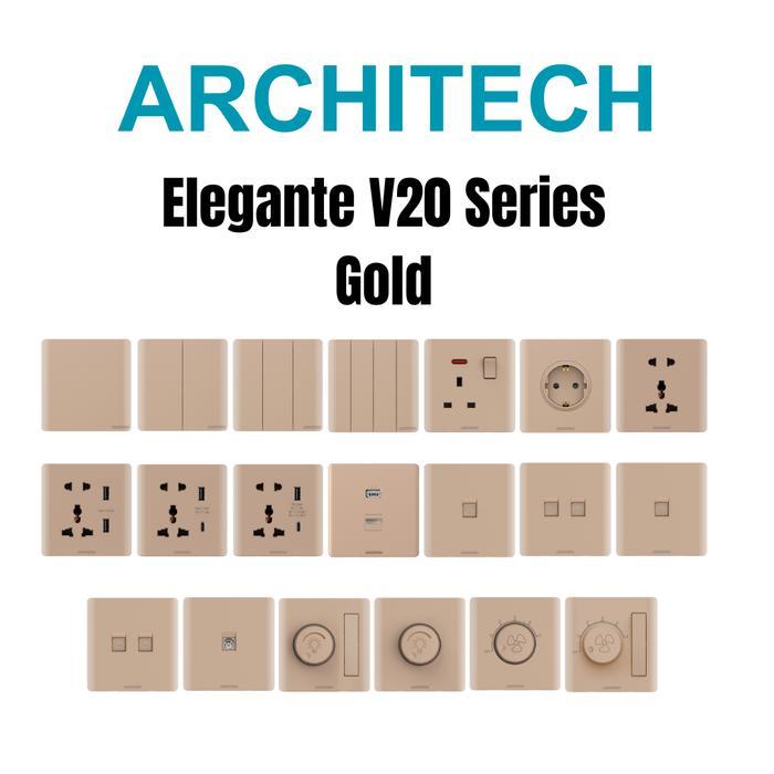 saklar listrik / SAKLAR LAMPU ARCHITECH ELEGANTE V20 / saklar mewah / saklar gold / SAKLAR NEW