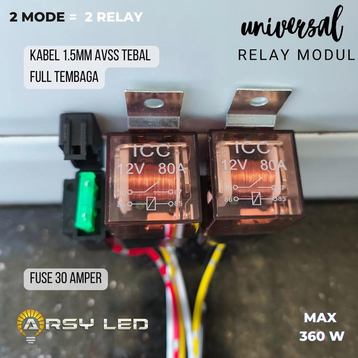 Kabel Relay Set Lampu Sorot Senlo Biled Dioda Tembak D2 Laser 4 Kawat 12V 80A Tembaga Asli Tebal