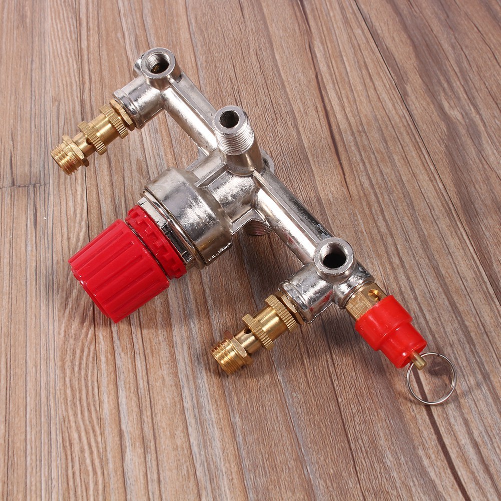 Air Compressor Switch Pressure Regulator Vae Double Outlet Tube Alloy Air Compressor Switch Pressure