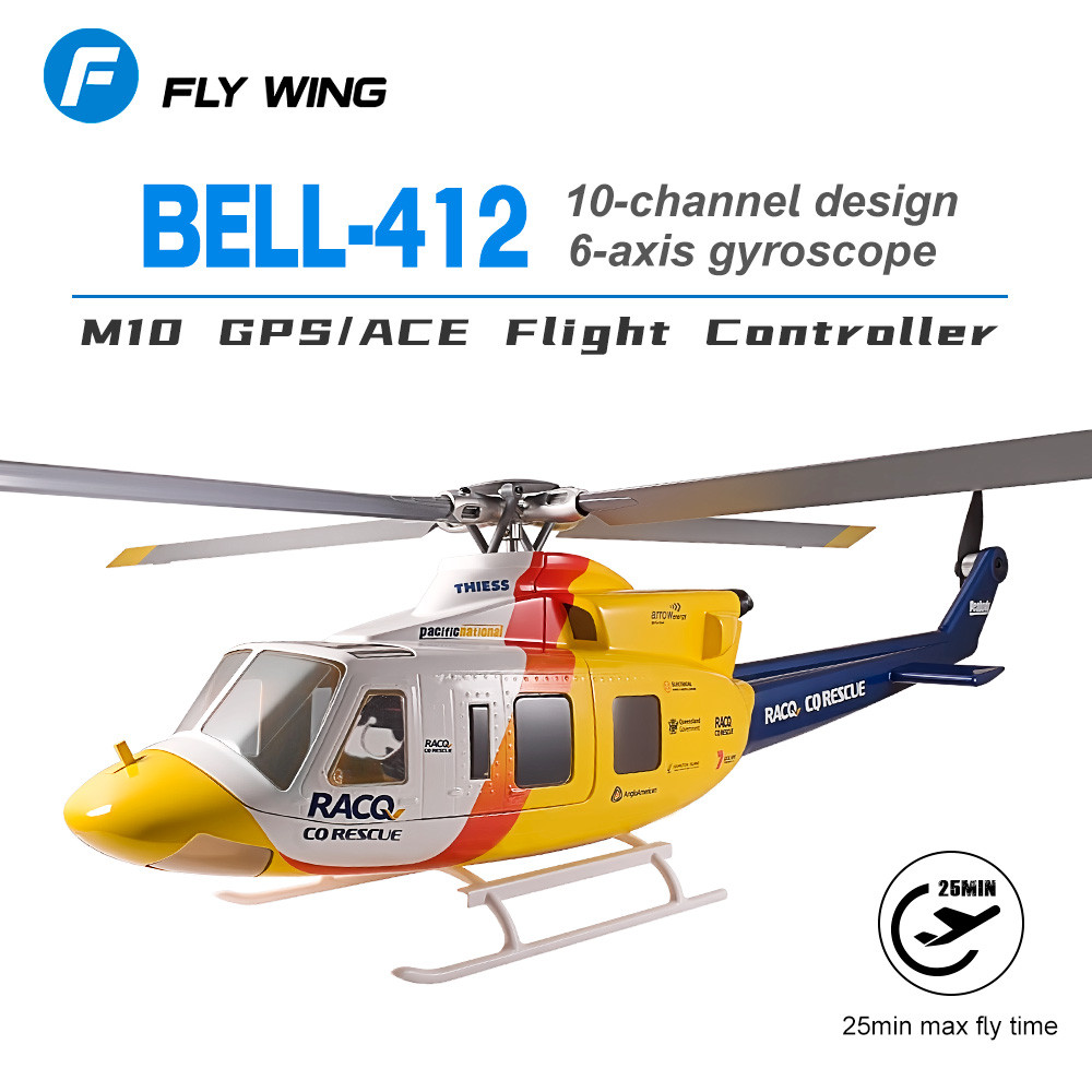 FlyWing BELL-412 Helicopter 10Channel 6-axis Gyroscope M10 GPS ACE Flight Controller Dual Motor
