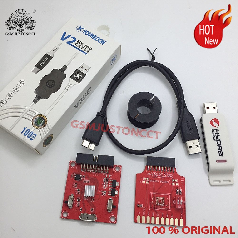 BELI SEKARANG 2024 Original New Hydra Dongle+V2 EDL Cable + eMMC ISP Adapters Tool BGA153,BGA169,BGA