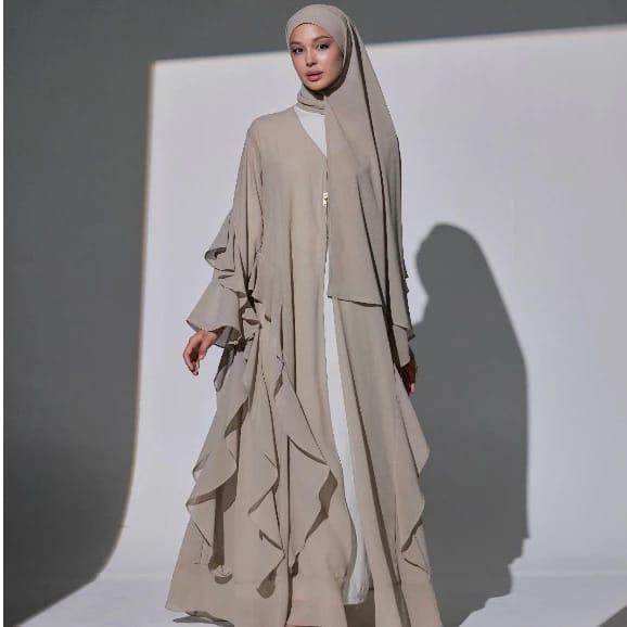 Kirana Outer Set Pashmina Ceruty Babydoll Variasi Ruffle Pinggir Cantik 2026 Dengan Desain Elegan