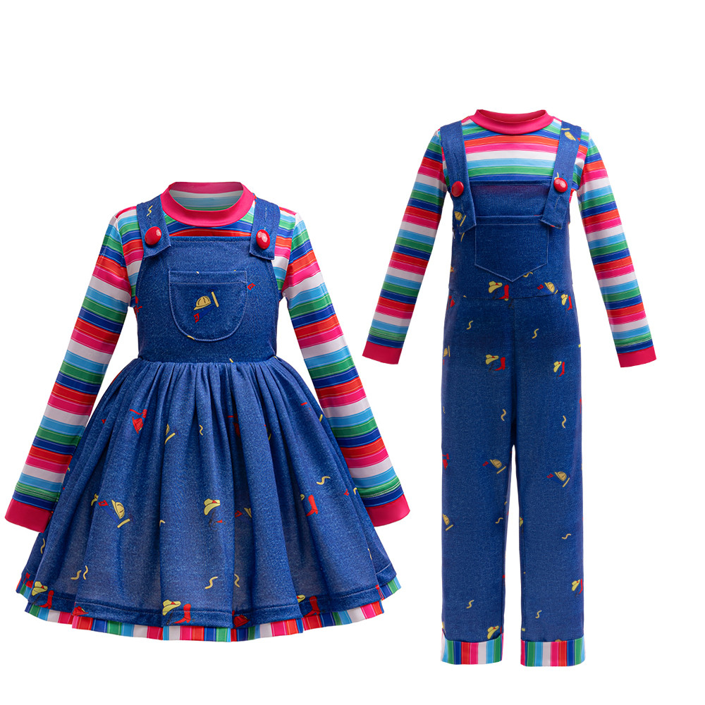 Movie Horror Chucky Halloween Girl Dress Boys Top And Jumuits -Sister Costume Chucky Child