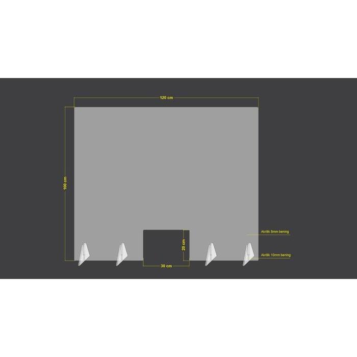 Sekat/Partisi/Pembatas Meja Akrilik 100 X 120Cm 5Mm