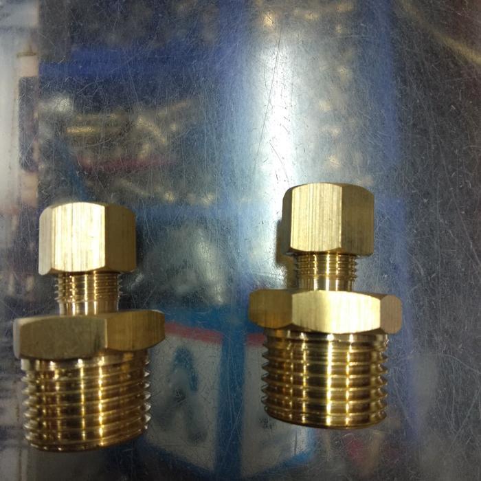 Male Conector Tube 1/4" X 3/8" Kuningan