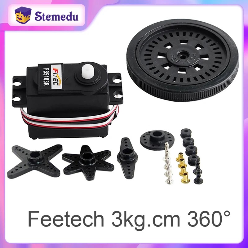 Feetech FS5103R RC Servo 3kg.cm 360 Degree Continuous Rotation Servo Motor 25T Wheel 4.8-6V for RC