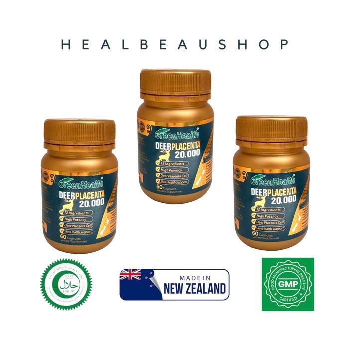 3 Botol Deer Placenta Green Health New Zealand Placenta Rusa 60Softgels