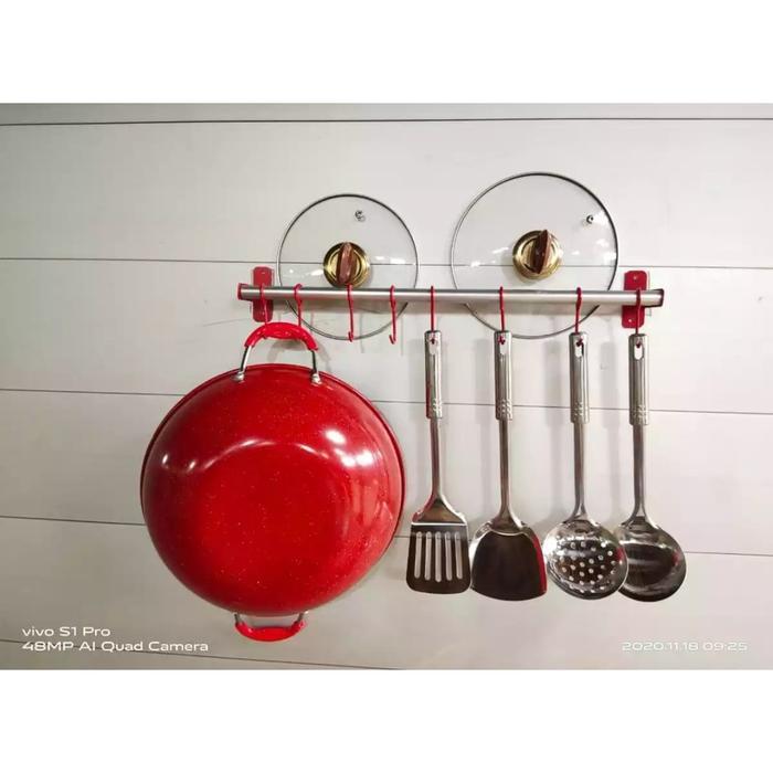 Rak Dapur Dinding Gantung Alumunium Stainles gantungan peralatan dapur