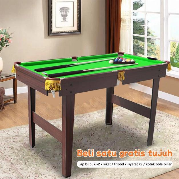 Mini Pool Table Meja Billiard Lipat – Meja Biliar Foldable dengan Rebound Otomatis dan Aksesoris Len