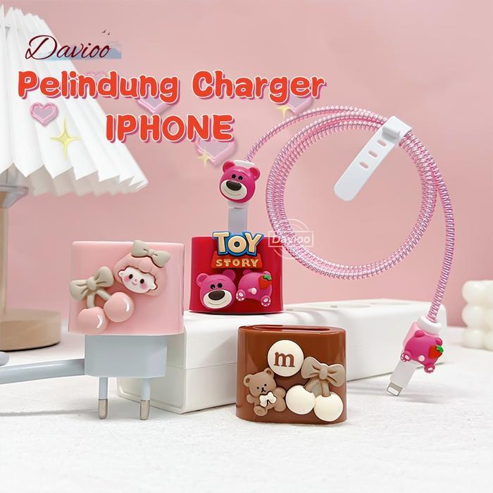 Pelindung Charger IPHONE 20W Set 5 Item Pelindung Kabel Charger Case Charger 1A