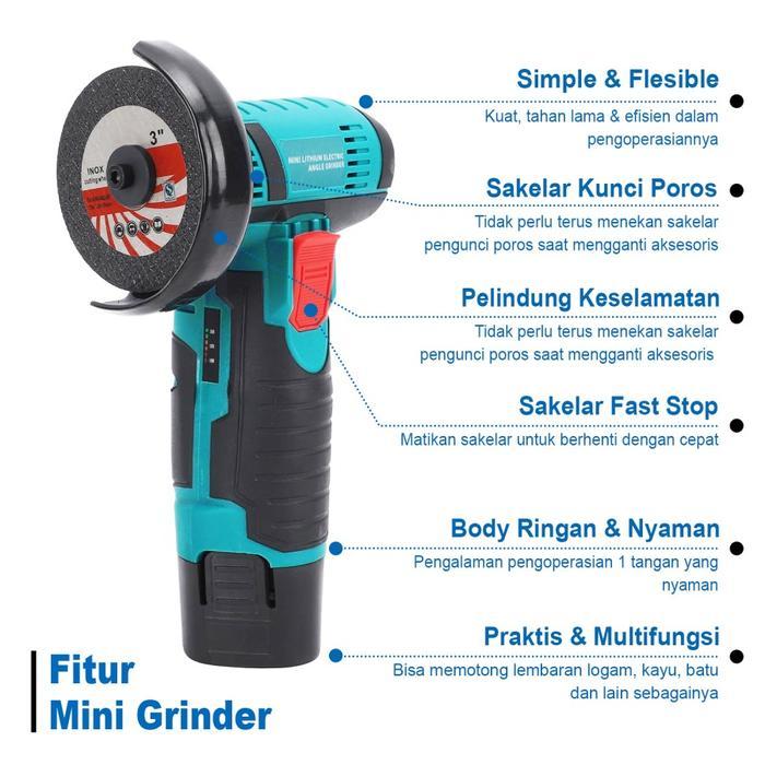Grinder Cordless 12V MINI Gerinda Tangan Baterai