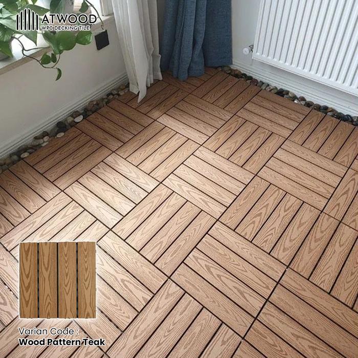 Decking Tile WPC Outdoor DIY / Lantai Kayu Ubin Teras Taman Kolam Renang, Bongkar Pasang