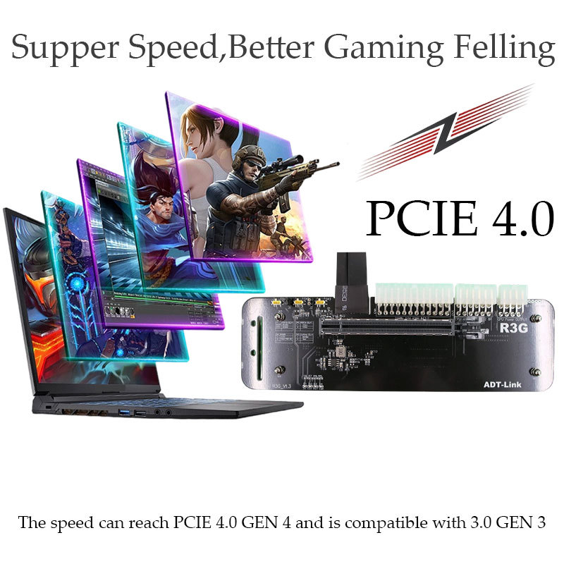 M.2 Nvme Edge To Pcie X16 Connector Adt-Link Pcie X16 To M.2 Nvme Egpu Adapter R43Sg 4.0 Egpu For