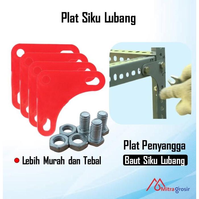 Plat Siku / Plat Siku Penyangga / Mur Baut Siku Lubang Rak Besi / Siku Segitiga Untuk Besi Rak
