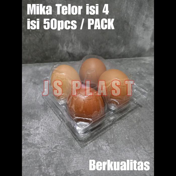"New" (ISI 50PCS) Mika Tray Telur isi 4 Slot / Packingan Telur - Mika Telur isi 4