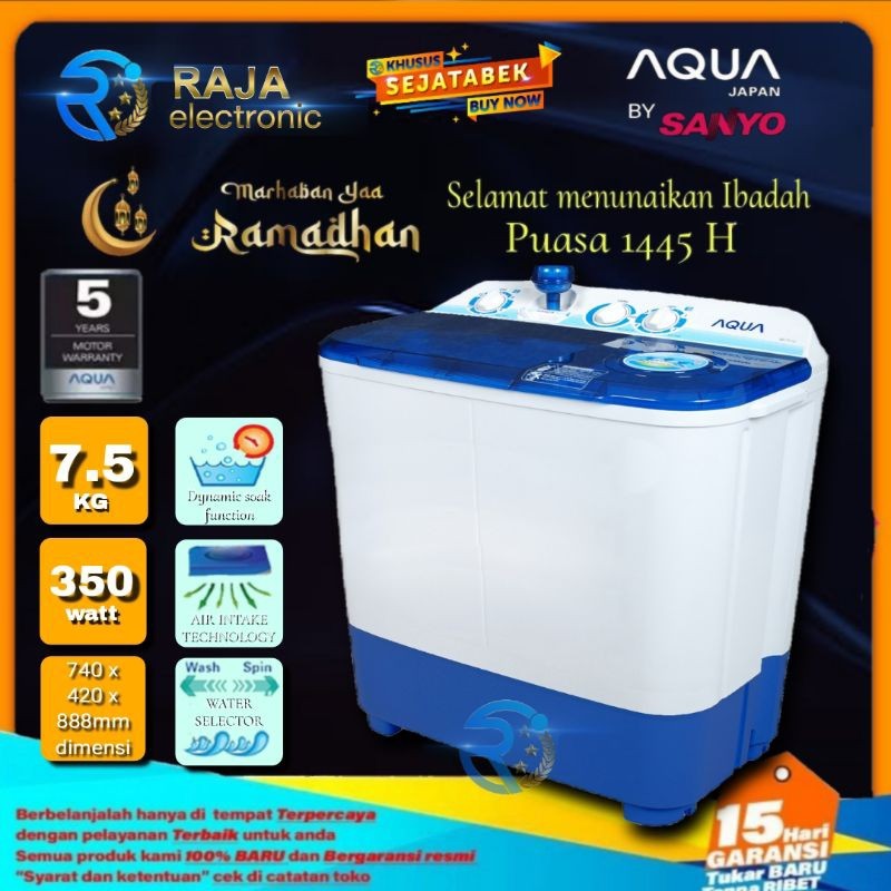 Mesin Cuci AQUA JAPAN QW-755XT 2 Tabung bergaransi resmi AQUA SANYO