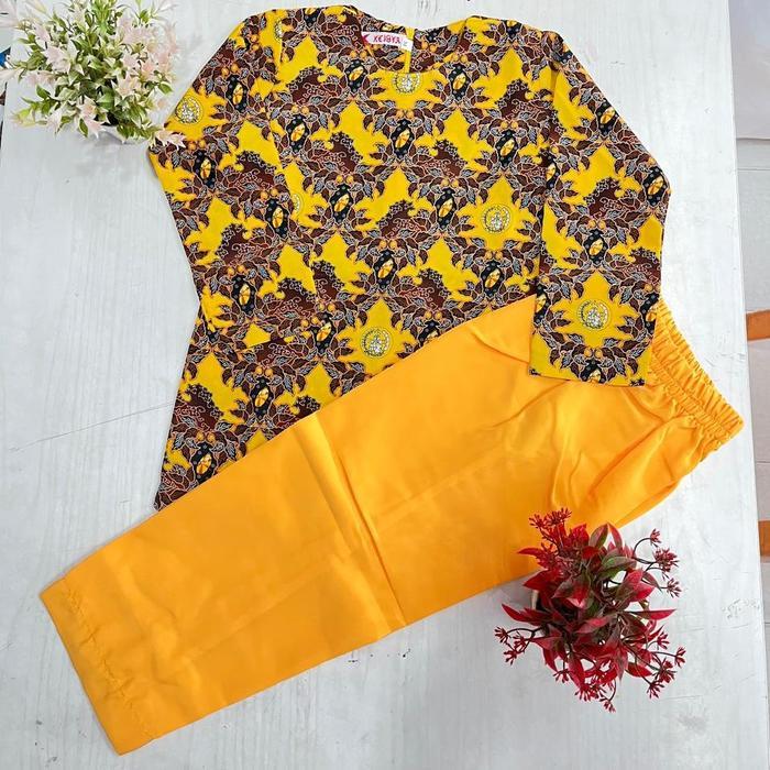 ASLI BAJU SERAGAM BATIK KUNING UNTUK ANAK TK DAN PAUD Ready stok