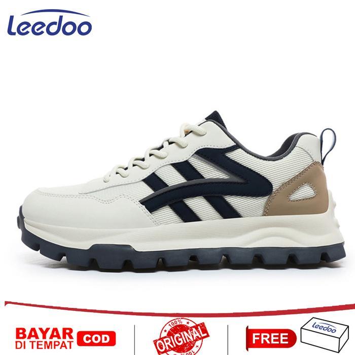 Leedoo Footwear - Sepatu Pria Hitam Sepatu Putih Cowok Sepatu Sneakers Shoes Casual Sepatu Kerja
