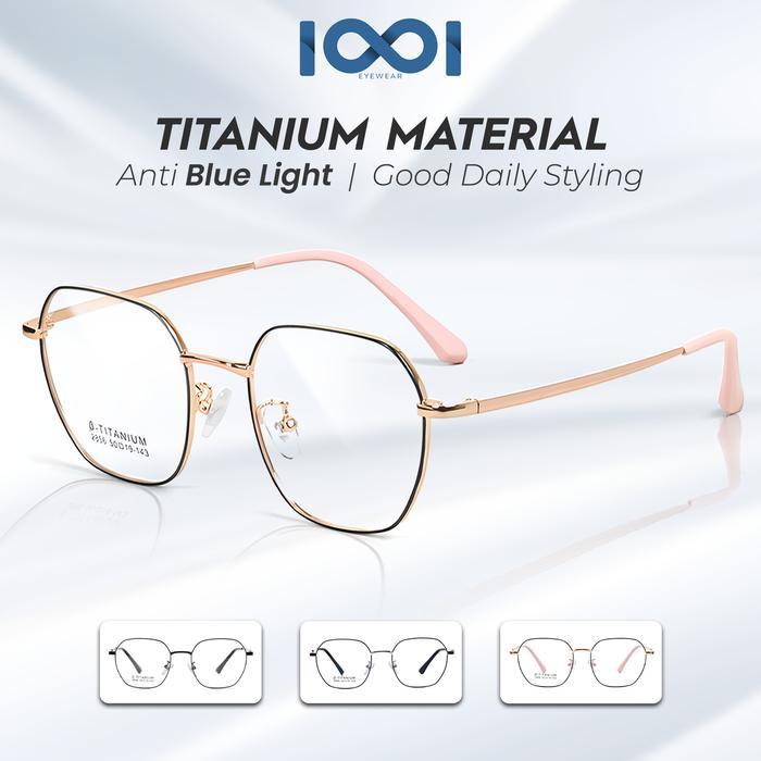 Kacamata Minus Titanium Elastis Frame Bulat Pria Wanita - IOOI 2856