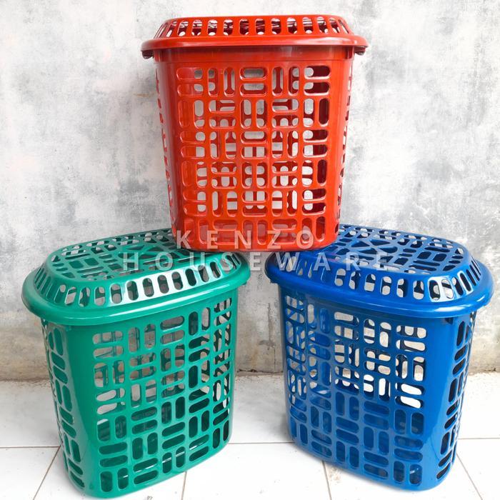 TERLARIS Keranjang Baju Kotor Plastik Keranjang Kotak Laundry Plastik Tutup READY STOCK
