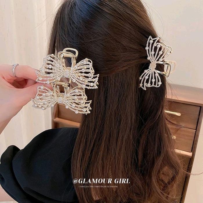 Jennie Hair Claw Jedai Besar Pita Jedai Mutiara Jepitan Rambut Jedai Korea Jedai Besi Salon Rambut