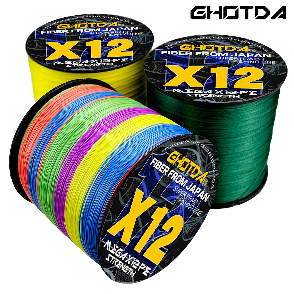 Ghotda 12 Strands 1000M 500M 300M X12 Braided Fishing Line Pe Sea Saltwater Fishing Weaves Super