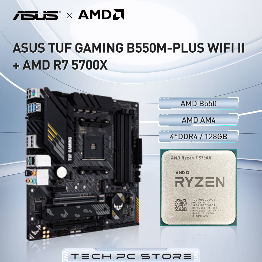 AMD Ryzen 7 5700X + ASUS TUF GAMING B550M-PLUS WIFI II New B550 AMD Gaming Motherboard Socket AM4