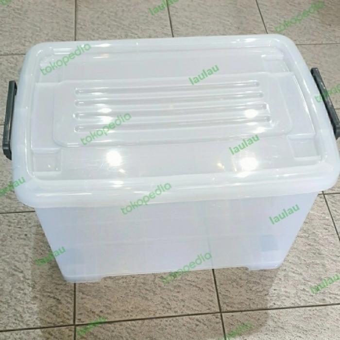 ORIGINAL Box Container Ezy CB 45 Liter Roda Bening Rak Susun Kualitas Shinpo READY STOCK
