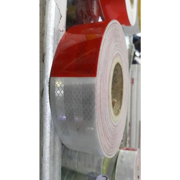 Stiker/Sticker Reflective / Scotlight Merah Putih Prismatic (45 meter)