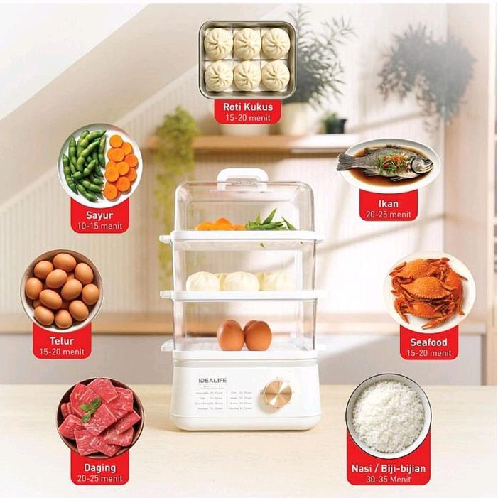 Idealife Food Steamer Pengkukus Makanan Kukusan 3 Layer Fs-1801