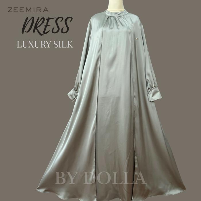 By Dolla - Zeemira Dress - Gamis Hari Raya Luxury Silk - Bahan Lembut Dingin - Desain Elegan Polos -