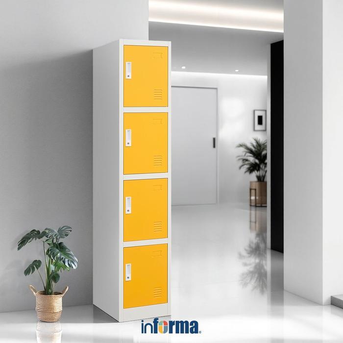 Informa Loker Metal 4 Pintu - Putihkuning Penyimpanan Barang Tempat Arsip Lemari Besi Filing Kabinet