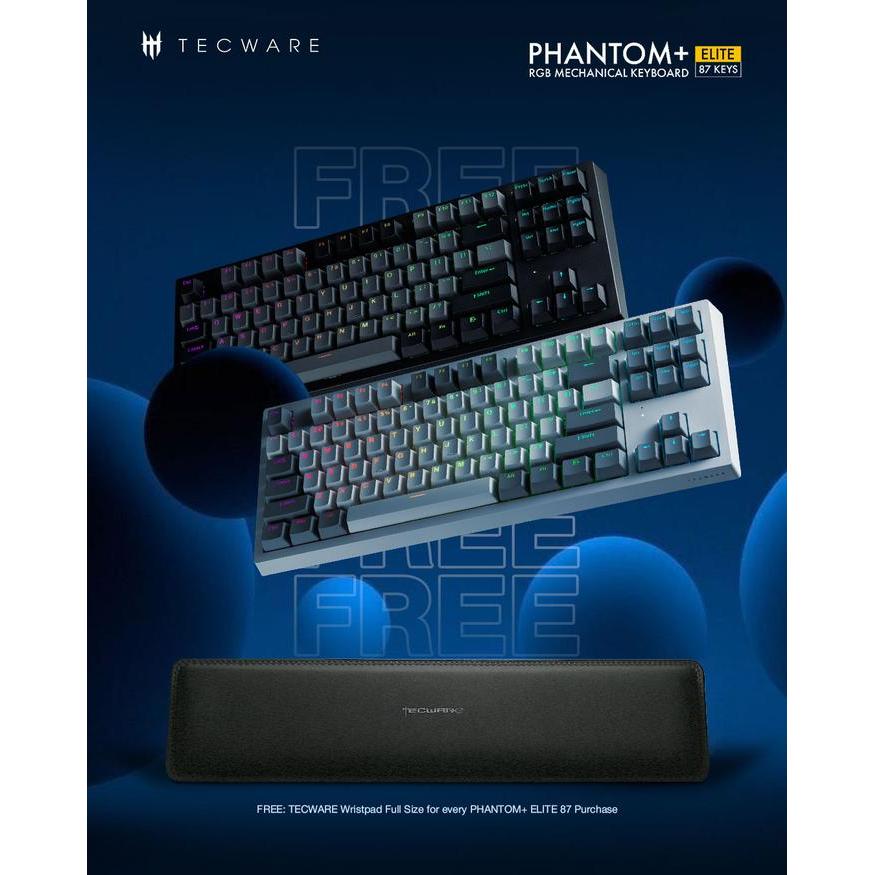 TECWARE keyboard Phantom+ Elite 87 (TKL Mechanical Keyboard) FREE Tecware Full-size Keyboard Wrist