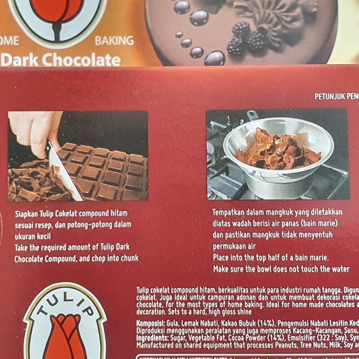 Tulip Dark Compound Coklat 225Gr / Dark Coklat Tulip / Coklat Batang