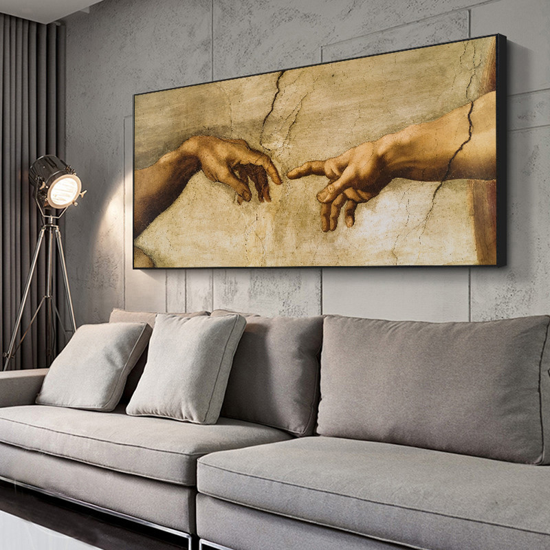 Sistine Chapel Ceiling Fresco of Michelangelo Posters Prints Creation of Adam on Canvas Wall Art