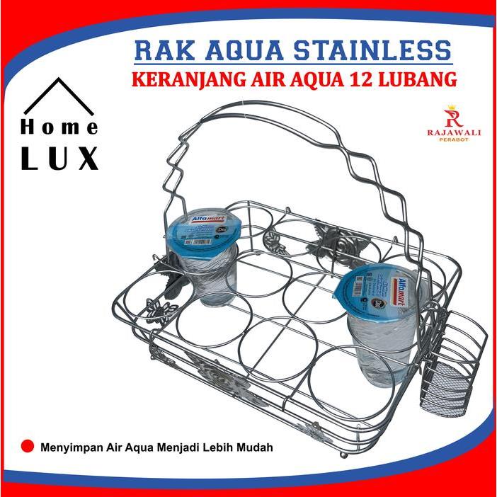 Rak Aqua Stainless 16 Lubang (4 X 4) Keranjang Air Aqua Gelas