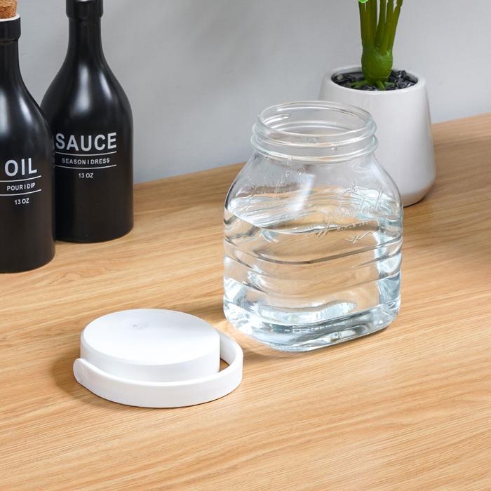 Informa Glasslock 1 ltr Stoples Retro - Putih Toples Kaca Wadah Bumbu Tempat Gula Kontainer Makanan