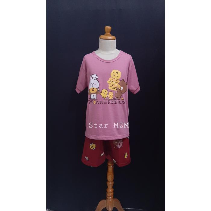 TerbaruBest Seller Baju Tidur Anak Cewek Merk Anne Claire ( Brown & Friend ) St.Lengan Pdk Celana