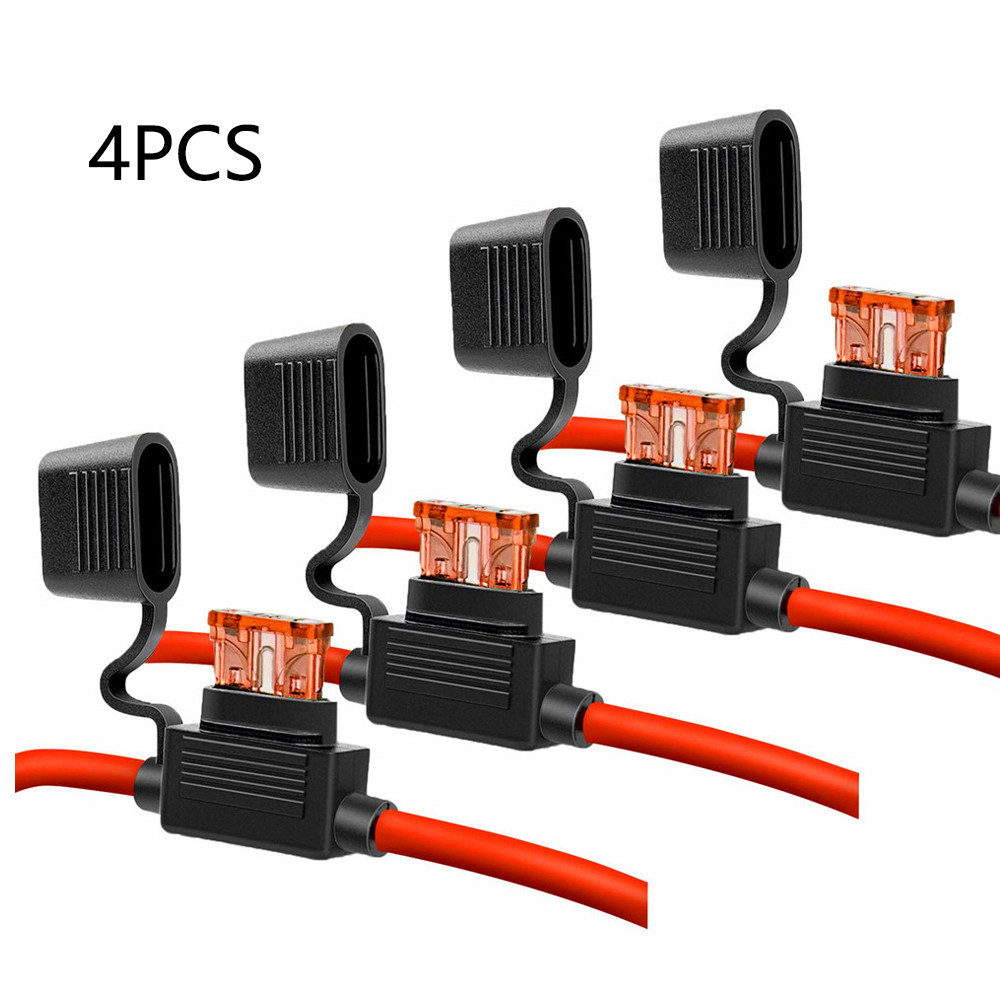Best  4-Piece Set OF 10 AWG  Fuse Holder 10 AWG Inline Fuse Holder With 40A Blade Fuse Holder