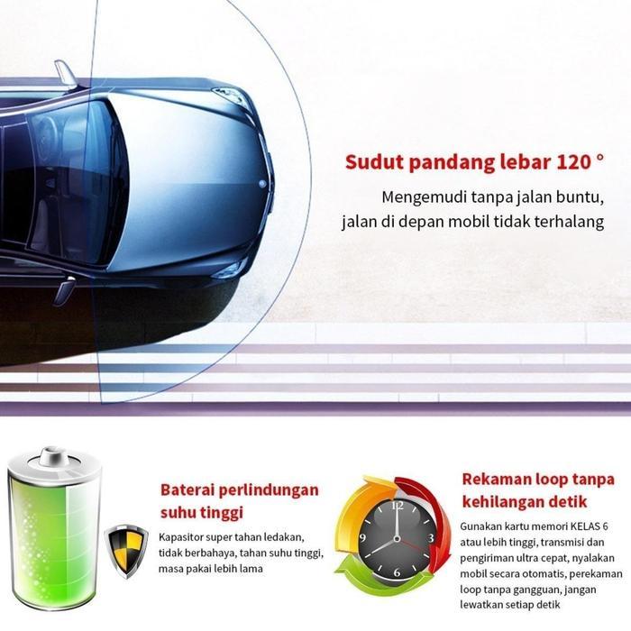 KAMERA TAMPILAN BELAKANG MOBIL + KAMERA DASBOR KAMERA MUNDUR MOBIL KENDARAAN RESOLUSI 4.3 INCI 1080P