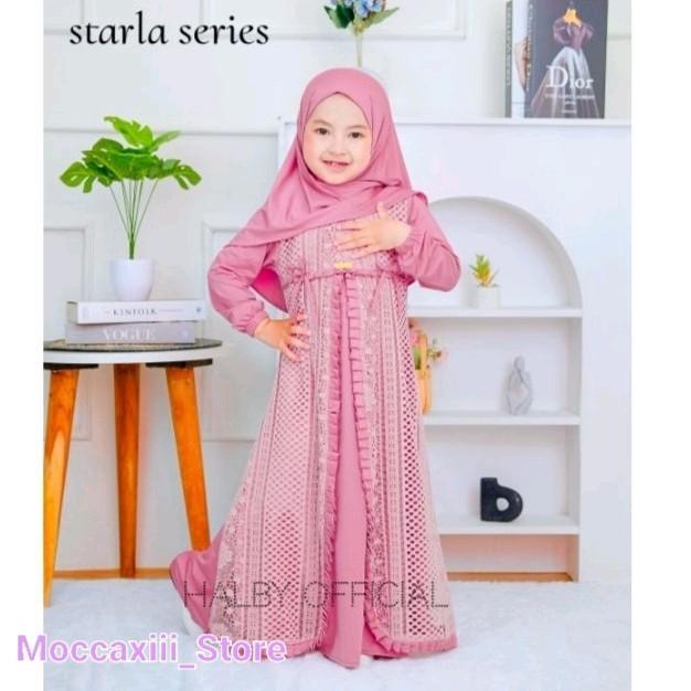 Starla kids Usia 1-10 Tahun Gamis Anak Viral Terbaru Matt Brokat Malika mix Jersey Baju Muslim