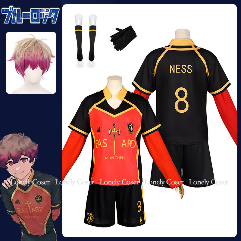 Alexis Ness Cosplay Costume Anime Blue Lock Wig Team Bastard Munchen No.8 Germany Football Jersey