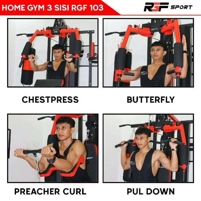 ALAT ANGKAT BEBAN + ALAT PEMBENTUK OTOT, MULTYGYM, HOME GYM 3 SISI MEREK RGF SPORT TIPE RGF 103 BEST