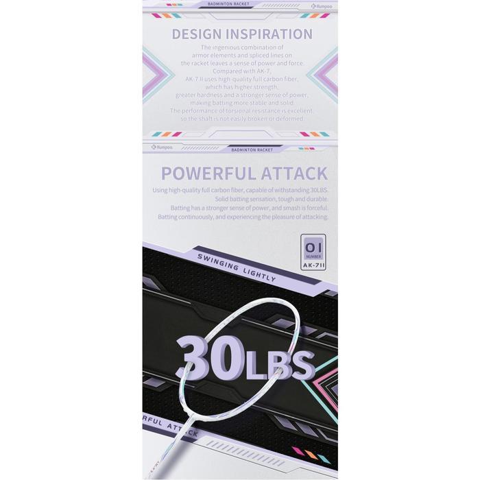 Kumpoo Badminton Racket Ak-7 Gen II Power Control 4U 5U 30lbs Raket Bulutangkis Ak7 Gen 2 30 lbs