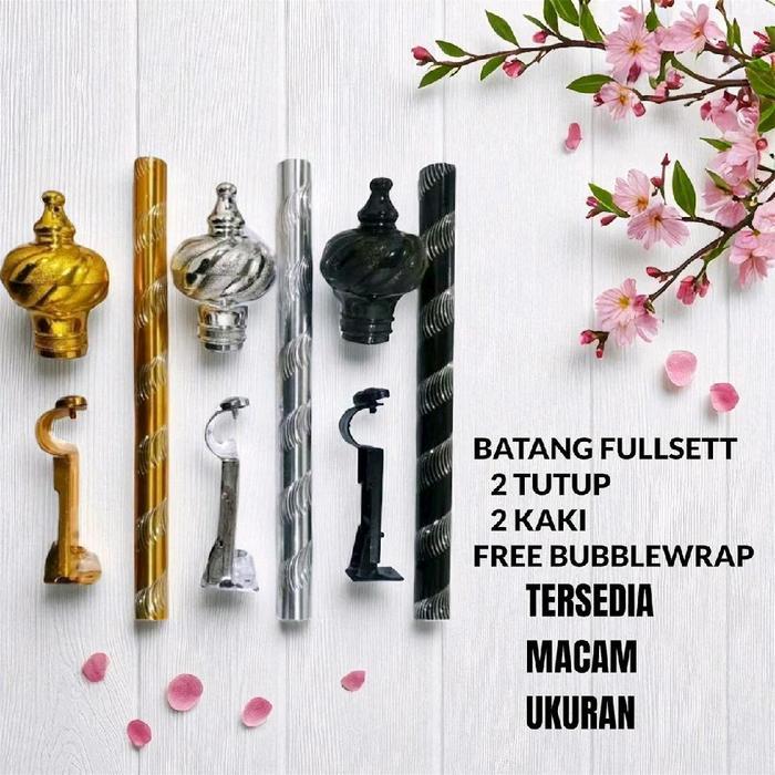 Full Set Batang Gorden / Besi Gorden / Tiang Gorden Jendela Pintu 50,100,150,200cm GOLD,SILVER,