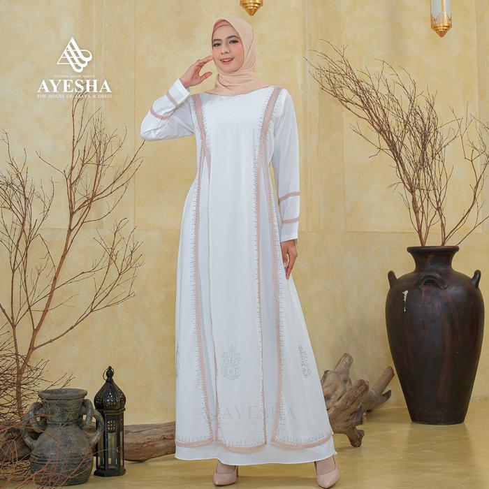Gamis Putih Wanita Abaya Turkey Mewah Elegan Premium Terbaru