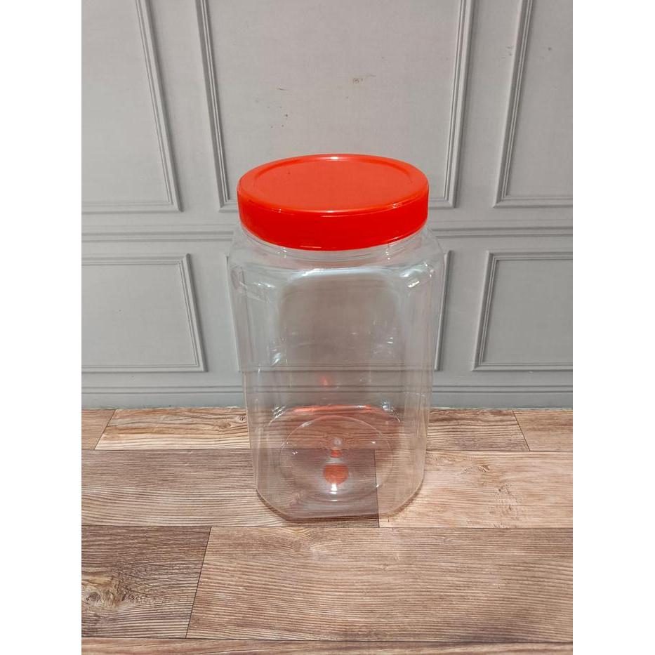 "New" Toples Plastik Kotak Ikan 2 Liter Tinggi - 2L Tutup Merah