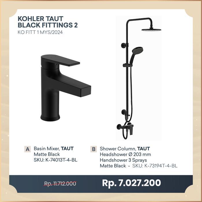 Kohler Shower Taut Black Fittings Package/ Paket Kohler Shower