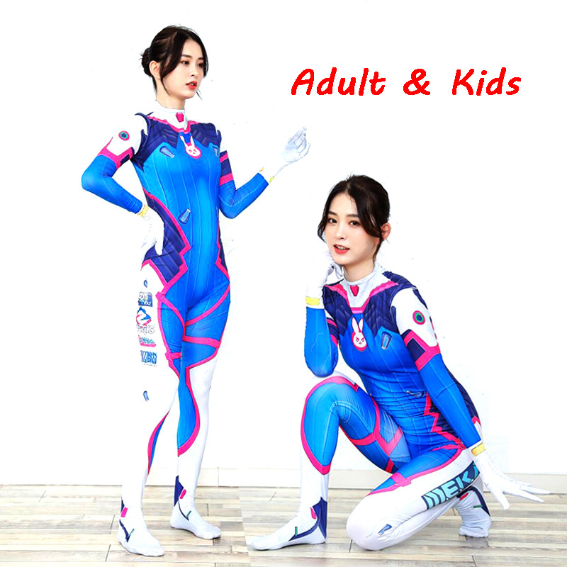 Halloween Costume 3D Printing Lady D Va Costume For Women Plus Size Cosplay Dva Zentai Spandex Dva